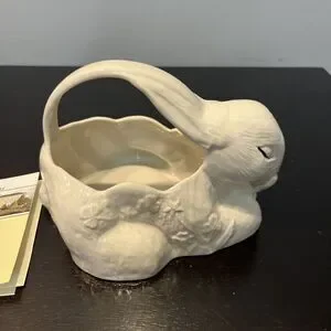 Belleek | Accents | Vtg Belleek Sleeping Rabbit Basket Clover Shamrock ...